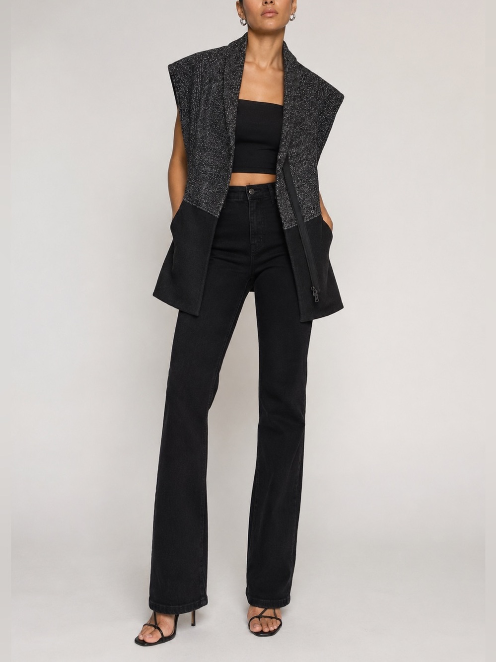 EDUN Black & Grey Wool Blend Sleeveless Zip Vest – XS / NWOT